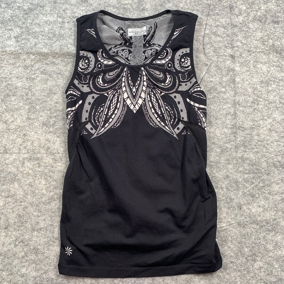 Athleta Tops - Athleta Women's XS Black + White Paisley Ruched Side Athletic‎ Tank